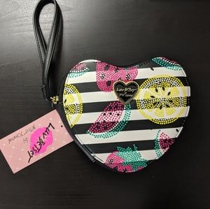 Luv Betsey Heart Shaped Striped Coin Purse